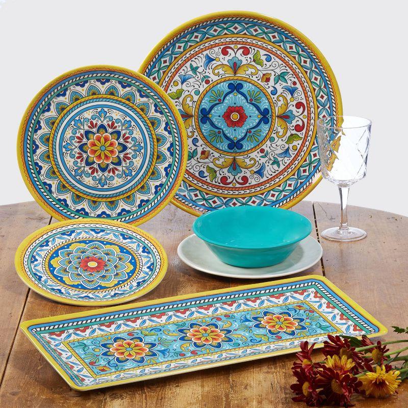 Portofino Bohemian Floral Melamine Dinner Plate Set, 6 Pieces