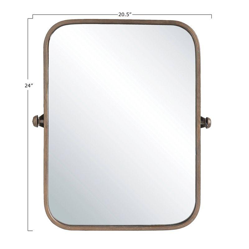 24" x 20.5" Decorative Pivoting Wall Mirror Copper - Storied Home: Rustic Wood Frame, No Assembly Required