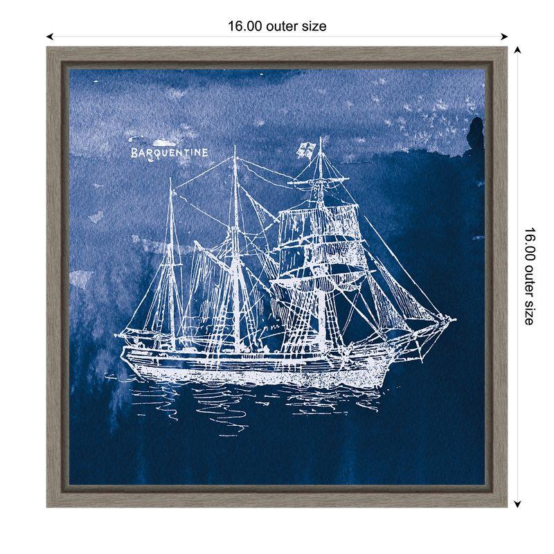 Indigo Sailing Ships Framed Canvas Wall Art