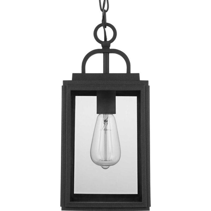 Progress Lighting Grandbury 1-Light Outdoor Hanging Lantern, Black, Clear Glass, DURASHIELD