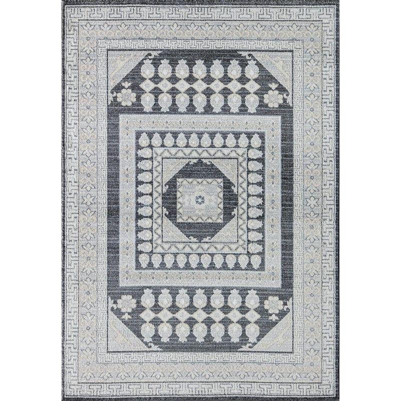 Palace Pearl 24'' Blue Synthetic Stain-Resistant Area Rug