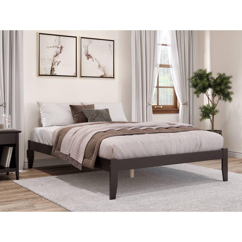 Espresso Queen Wood Frame Bed with USB Charger