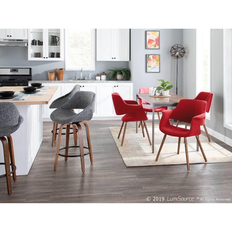 Set of 2 Fabrico Mid-Century Modern Counter Height Barstools: Walnut Legs, Polyester Upholstery - LumiSource