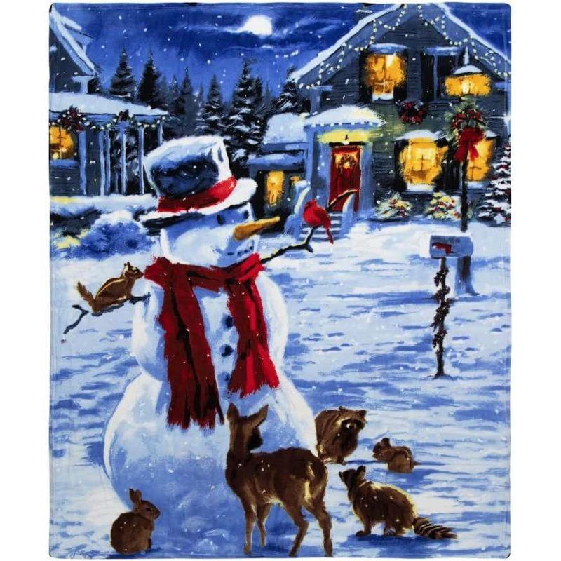 Snowman and Friends Christmas Fleece Throw Blanket 50" x 60"