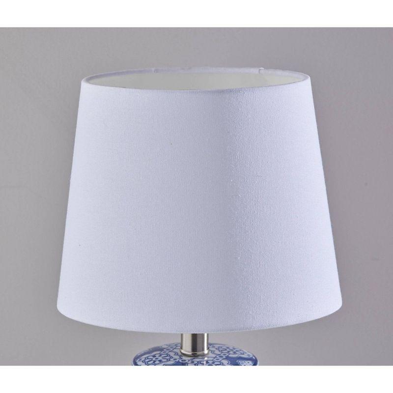 Adesso (Set of 2) Polly Bonus Table Lamps White and Blue: Ceramic Base, Polyester Drum Shade, ETL Listed