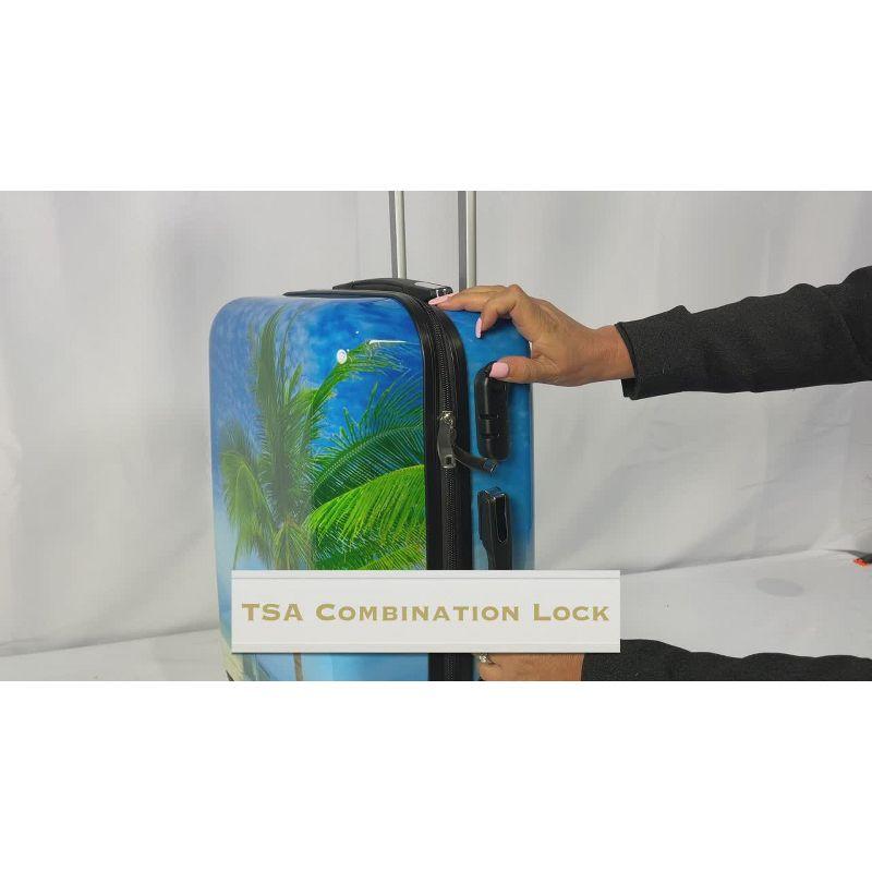 World Traveler Palm Tree 2-Piece Hardside Carry-On Spinner Luggage Set