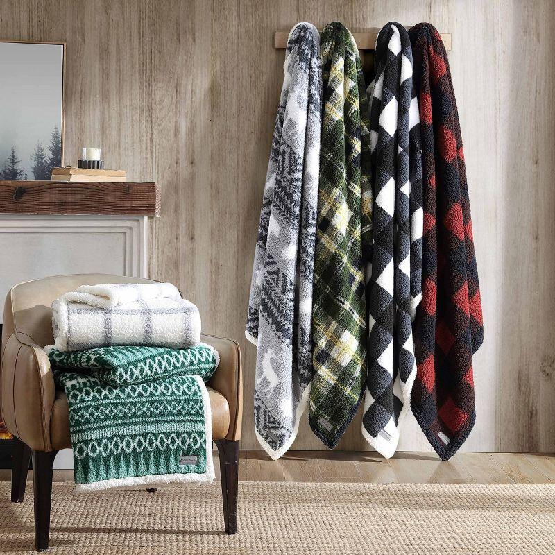 Eddie Bauer Printed Sherpa Reversible Throw Blankets