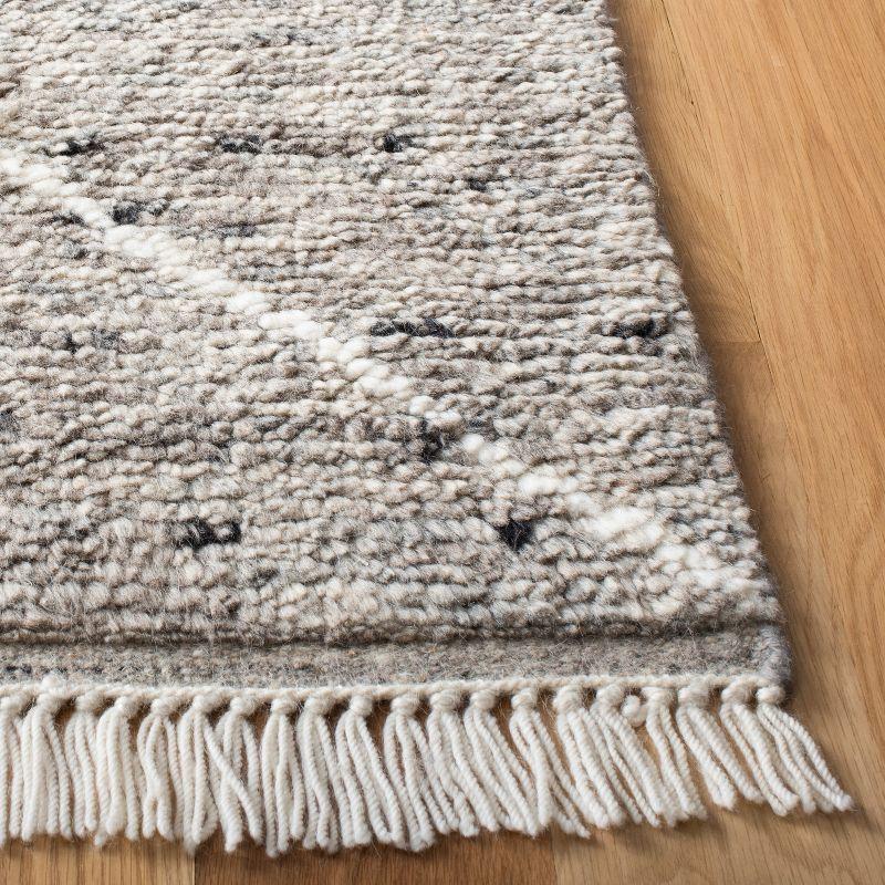 Gray Hand-Knotted Wool Shag Area Rug