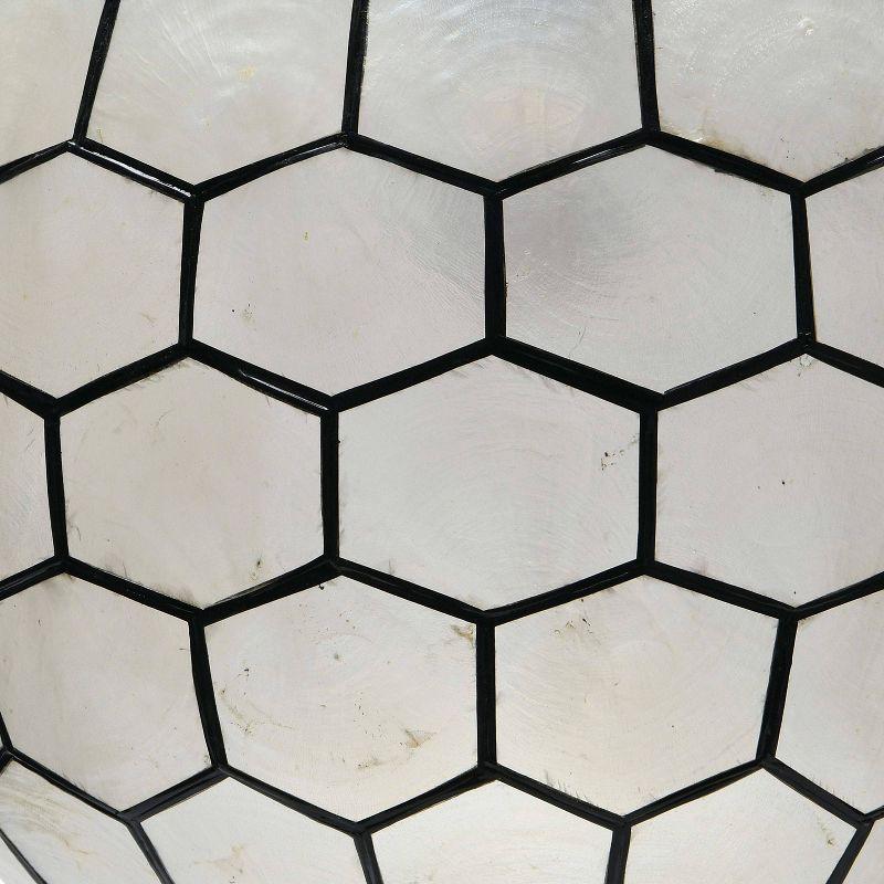 Storied Home 14"x13" Capiz Honeycomb Globe Pendant Light Capiz White Seashells Black: Artisan Crafted, ETL & UL Listed
