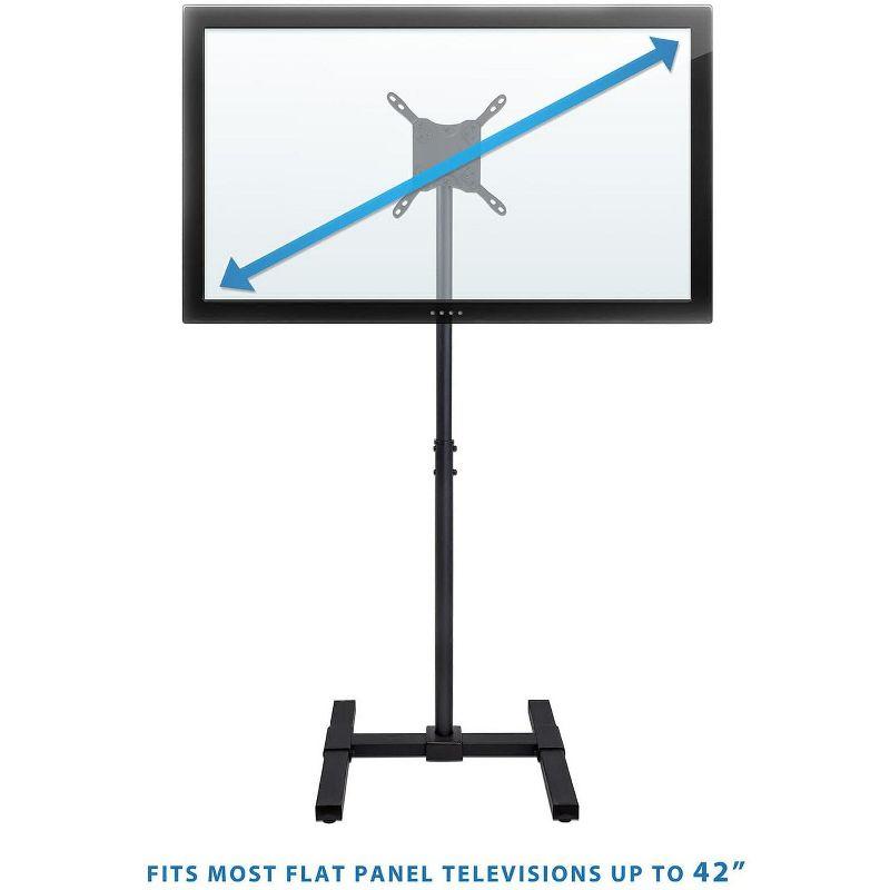 Mount-It! Height Adjustable TV Floor Stand | Universal Pedestal TV Stand For 13 - 42 Inch Screens | For Indoor and Outdoor Portable TV Mount | Black