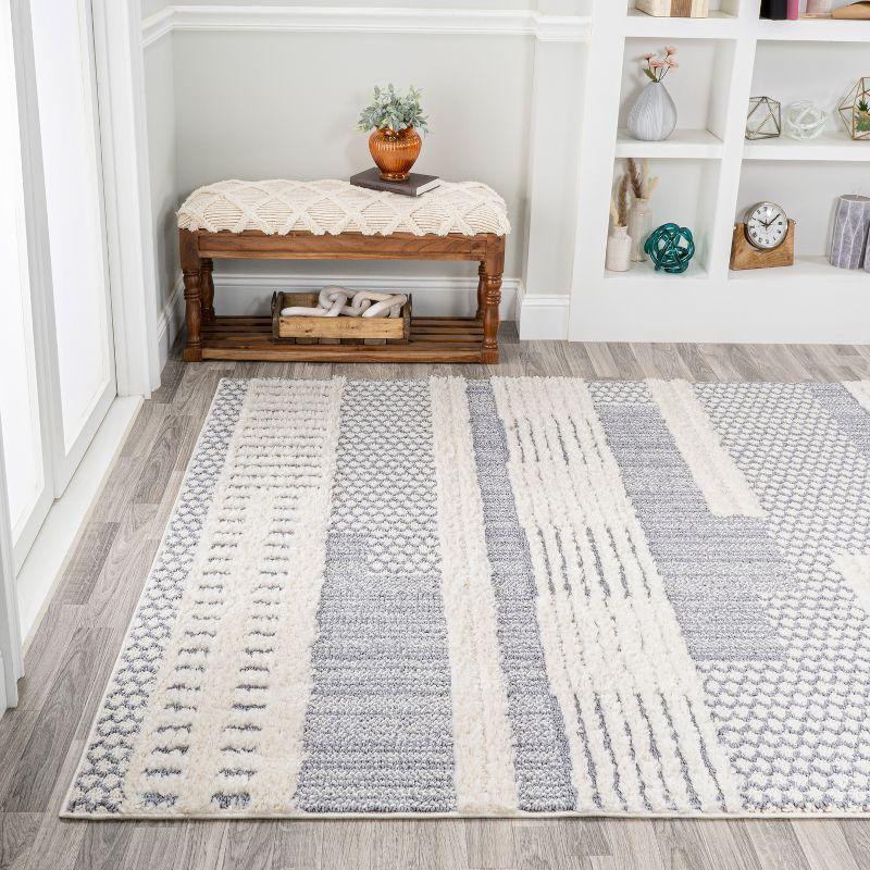 Scandinavian-Inspired Geometric Gray 5' x 8' Synthetic Area Rug