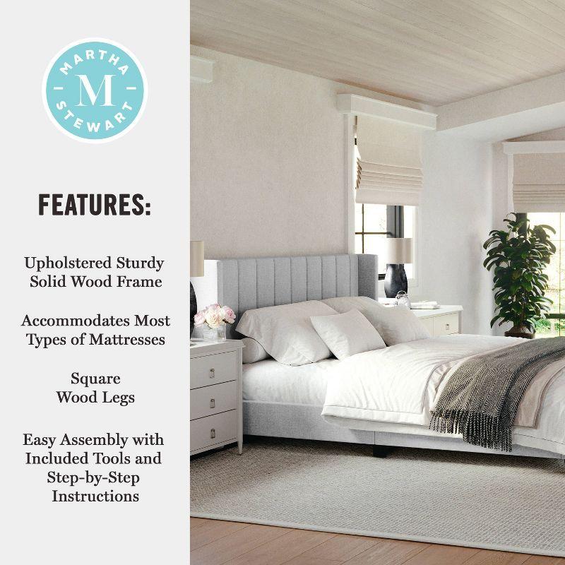 Martha Stewart Martha Stewart Kay Upholstered Platform Bed With Channel Stitched Wingback Headboard