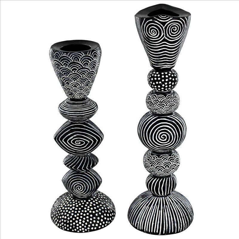Design Toscano Tribal Funk 2 Piece Candlestick Set