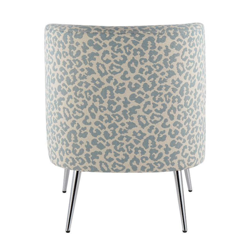 Fran Contemporary Slipper Chair Chrome/Blue Leopard Fabric - LumiSource