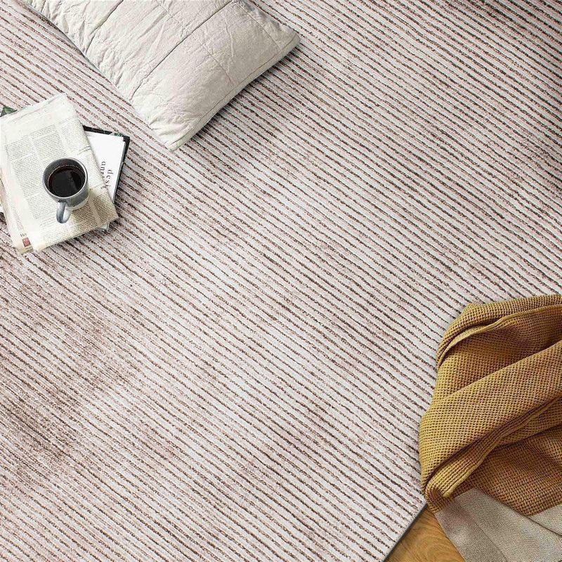 World Rug Gallery Contemporary Distressed Stripe Machine Washable 10'x14' Beige Area Rug