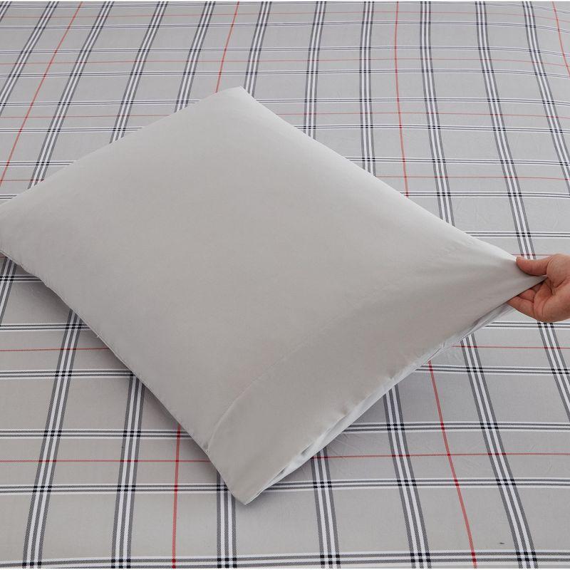 Nestl Printed Sheet Set, 6 Piece Soft Bed Sheets, Cal King Size Sheets, Burberry Grey
