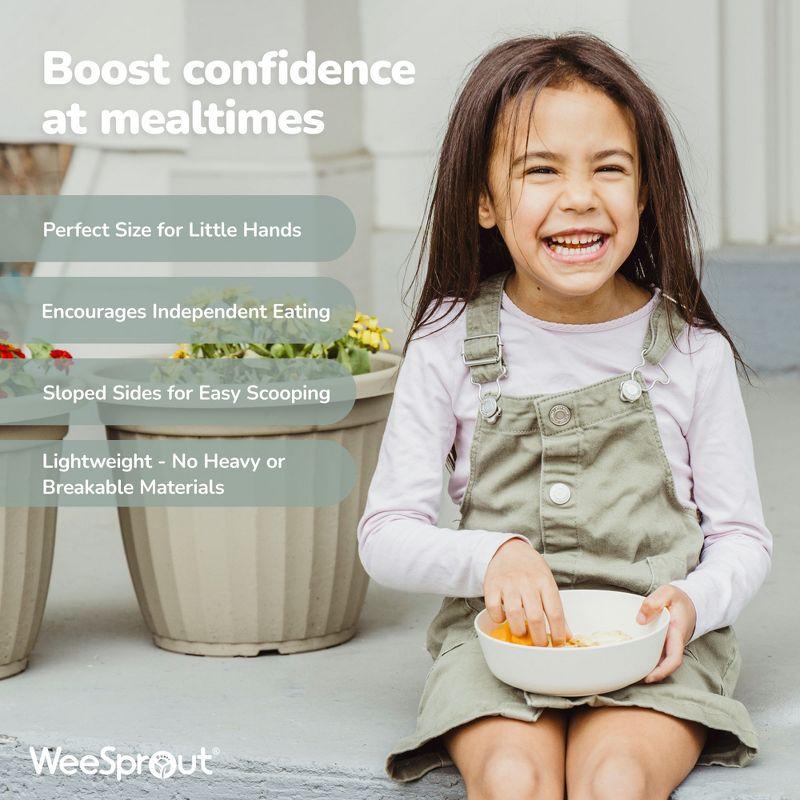 WeeSprout Bamboo Kids Bowls - 15 oz, Set of 4 (Blue, Yellow, Orange, & Red)