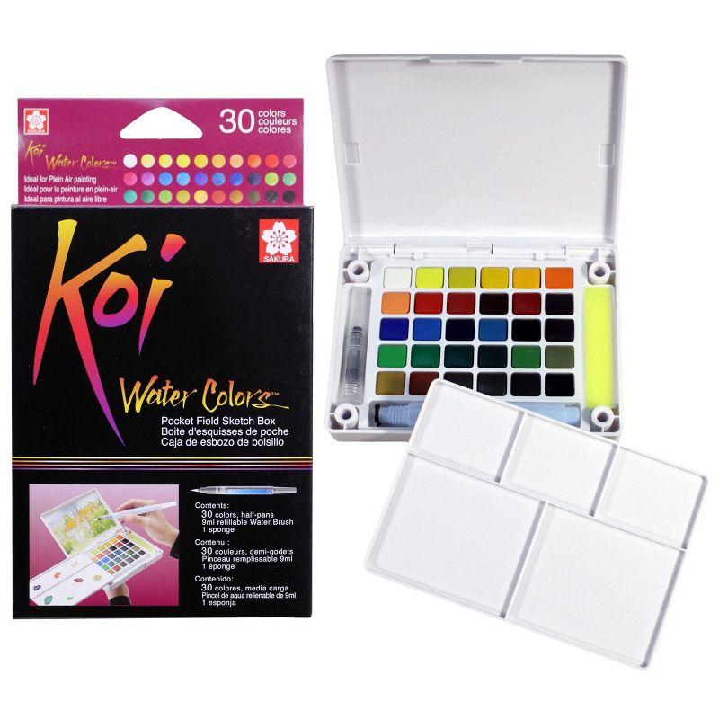 30-Color Portable Watercolor Pocket Field Sketch Box Set