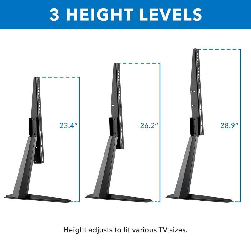 Mount-It! Height Adjustable Tabletop TV Stand Base with Tilt Function | Fits Most 32 to 70 Inch TVs