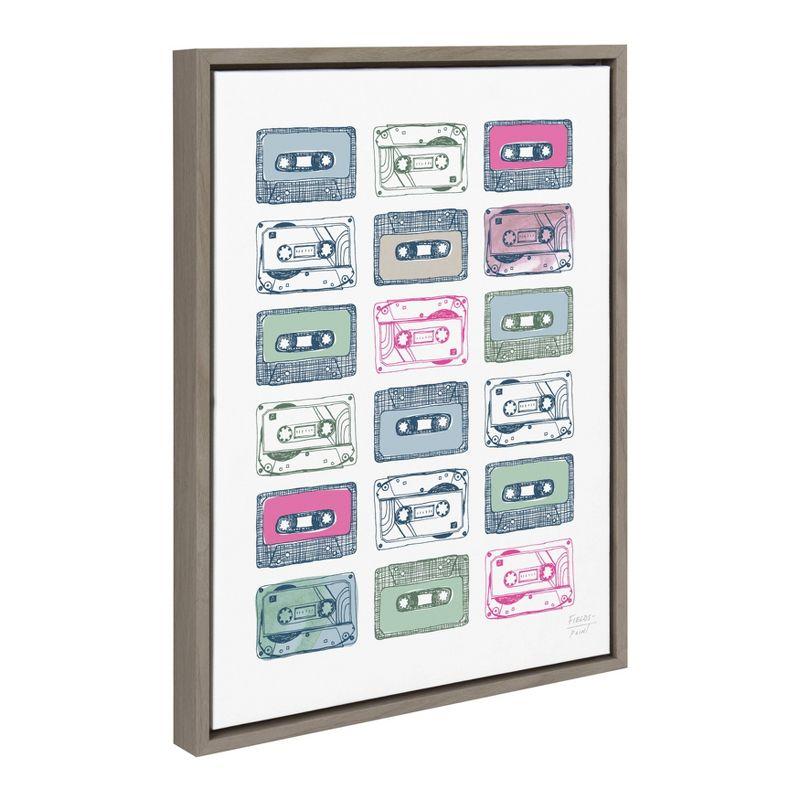 18" x 24" Sylvie Cassettes Framed Canvas Wall Art by Statement Goods Gray - Kate and Laurel: Modern Decor, Vertical Screen Print