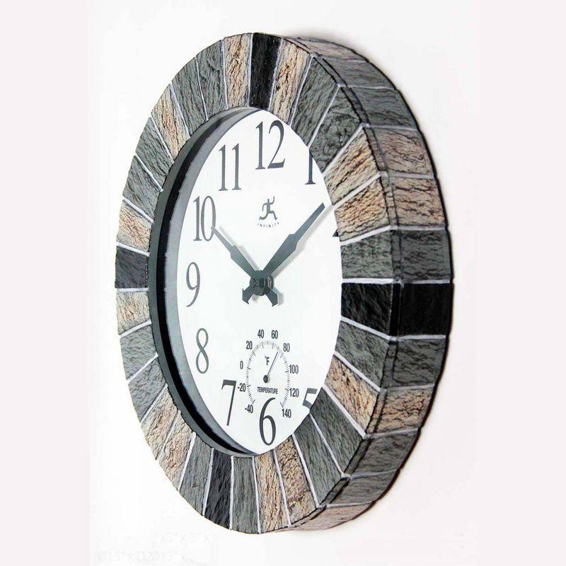 Outdoor Faux Slate Clock Outdoor Round Polyresin Wall Clock 13 Inches - Multi-Color