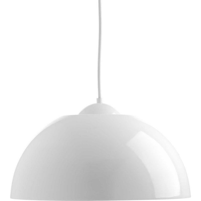 Progress Lighting Dome 1-Light LED Pendant, Satin Aluminum, Painted Silver Interior, Steel, Dry Rated