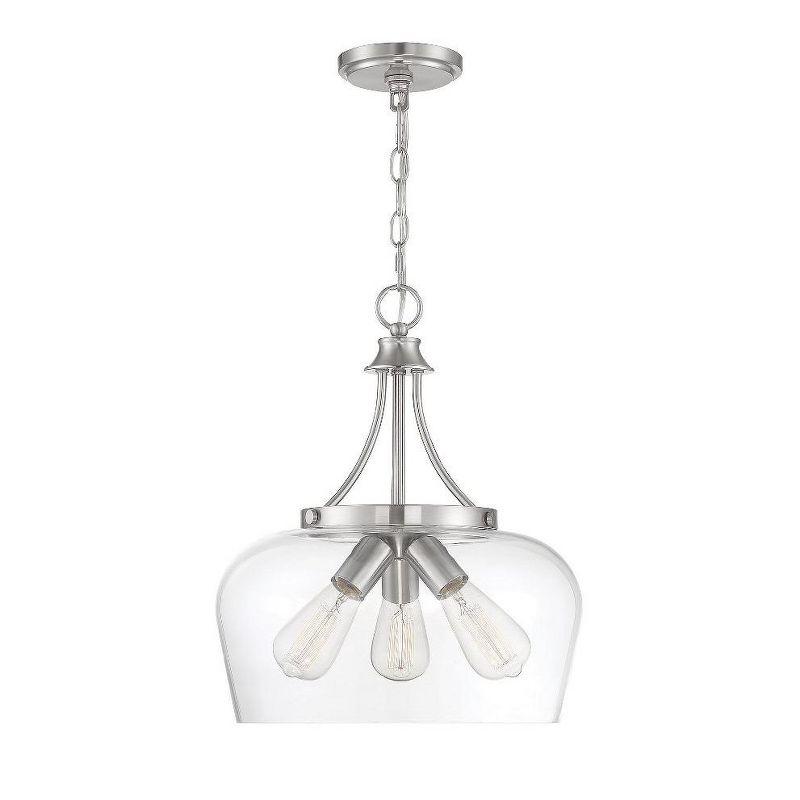 Savoy House Octave Satin Nickel 3-Light Pendant with Clear Glass Shade