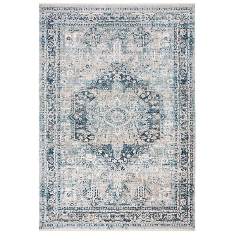 Elegant Victoria Blue & Grey 8' x 10' Synthetic Area Rug