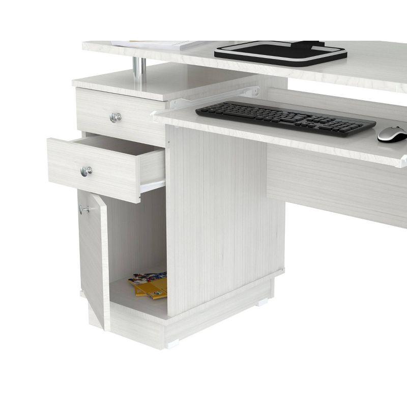 Computer Work Center with Hutch Washed Oak - Inval: Melamine, Keyboard Shelf, CPU Storage