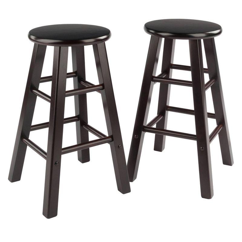 Espresso Solid Wood 24" Counter Height Barstools, Set of 2