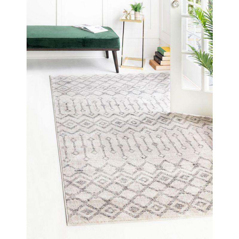 Eco-Friendly Ivory Geometric 4' x 6' Synthetic Area Rug