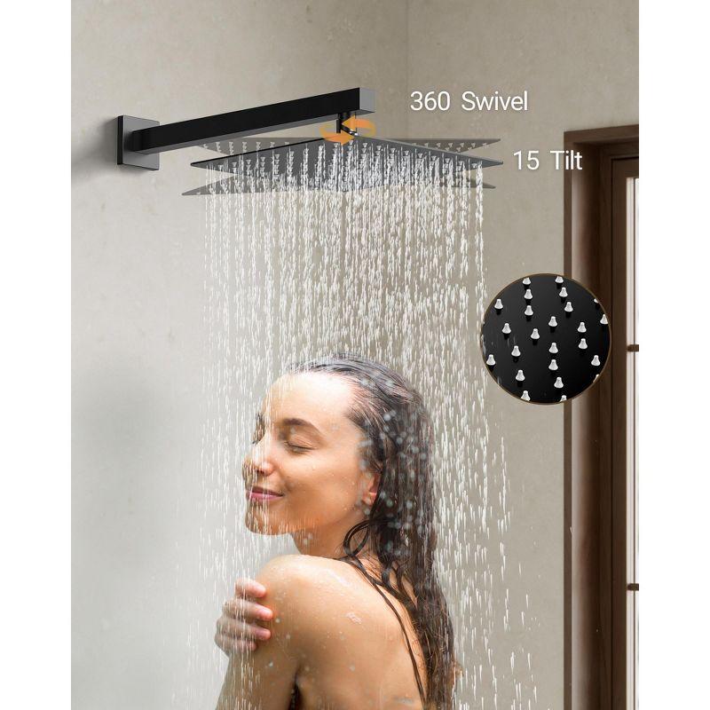YAWWALK 10" Shower Head with 3-Spray Patterns Handheld in Matte Black (Valve Included)