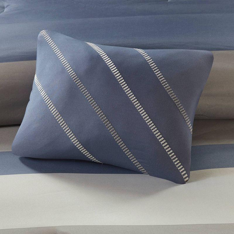 Intelligent Design Marsden Blue/Gray Microfiber Striped Comforter Set with Bed Sheets