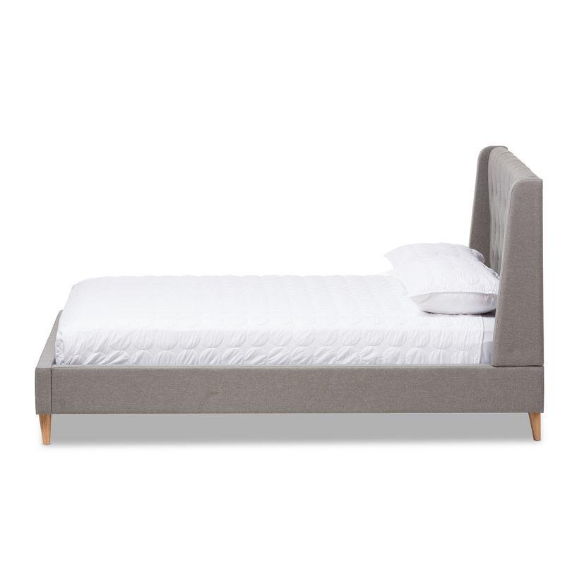 Adelaide Retro Modern Light Grey Tufted Queen Platform Bed