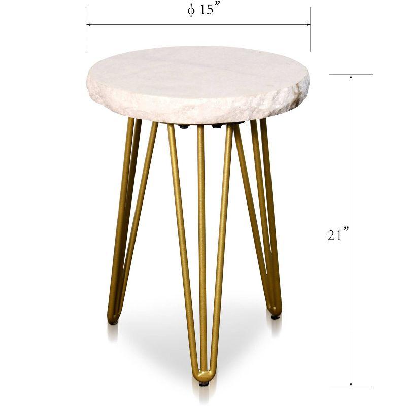 StyleCraft Small Brass Tripod Legs Round Side Table: Modern Marble Top, Iron Frame, 21" Height