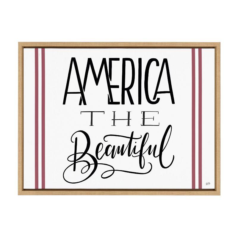 America The Beautiful Patriotic Canvas Print with Natural Frame