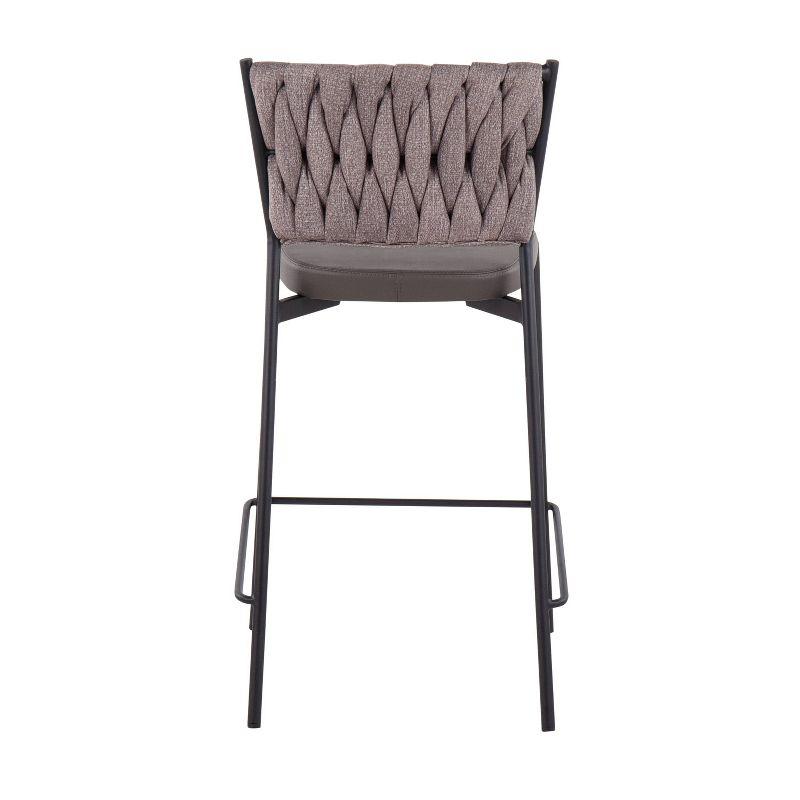 Braided Dark Gray Faux Leather and Metal Swivel Counter Stools