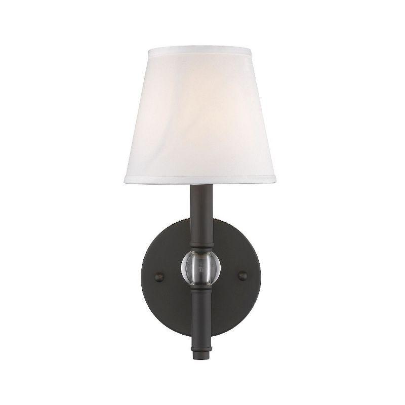 Golden Lighting Waverly 1-Light Wall Sconce in Rubbed Bronze with Classic White