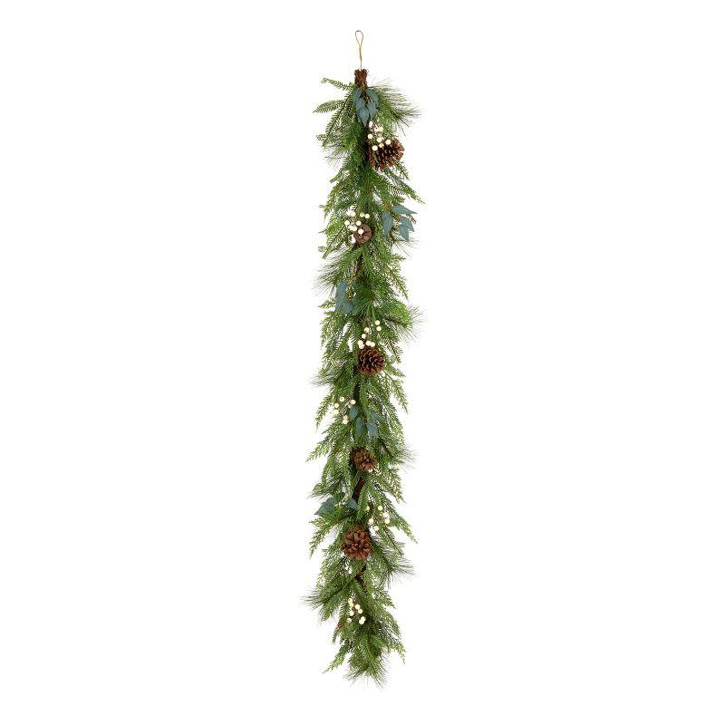 6' Unlit Evergreen Garland with White Berries & Pine Cones - National Tree Company