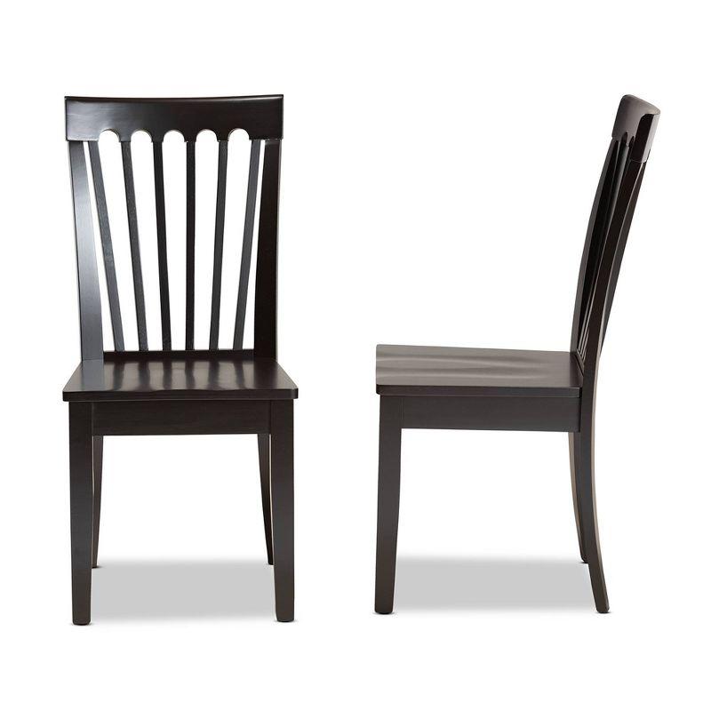 2pc MinetteWood Dining Chair Set Dark Brown - Baxton Studio: Elegant Scoop Seat, Polyester Upholstery