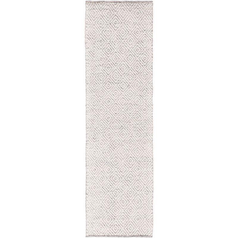 Ivory and Light Grey Wool Hand-Tufted Runner Rug