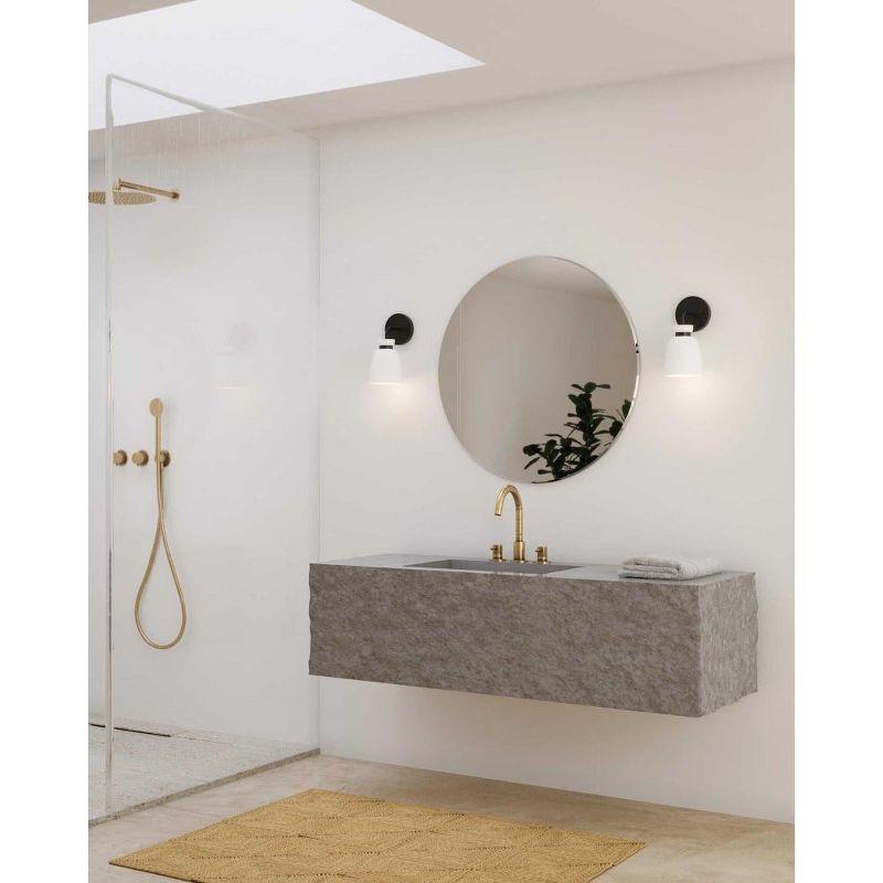 Progress Lighting Lexie One-Light Vanity Light, Steel, Matte Black, Opal Glass Shade