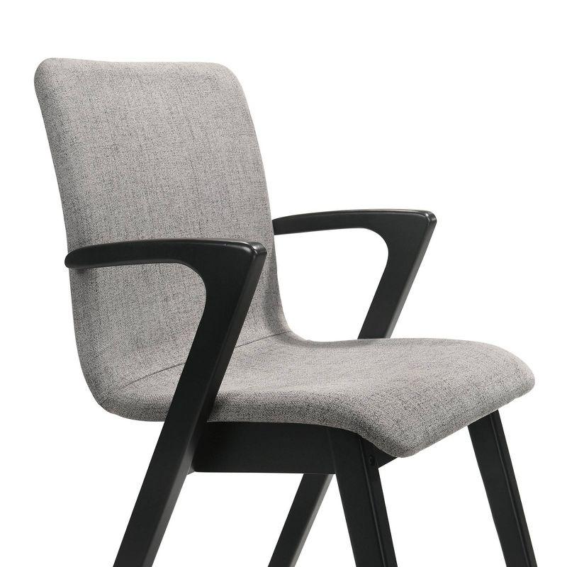 Set of 2 Varde Mid-Century Upholstered Dining Chairs Black - Armen Living: Modern Kitchen Seating, Wood Frame