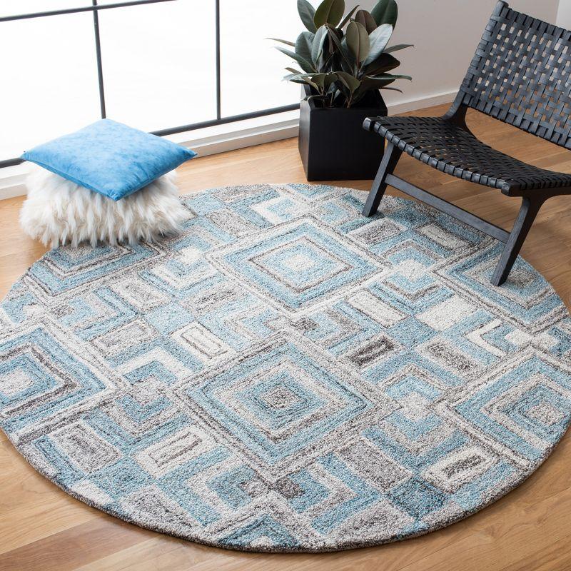 Hand-Tufted Abstract Gray Wool 6' Round Area Rug