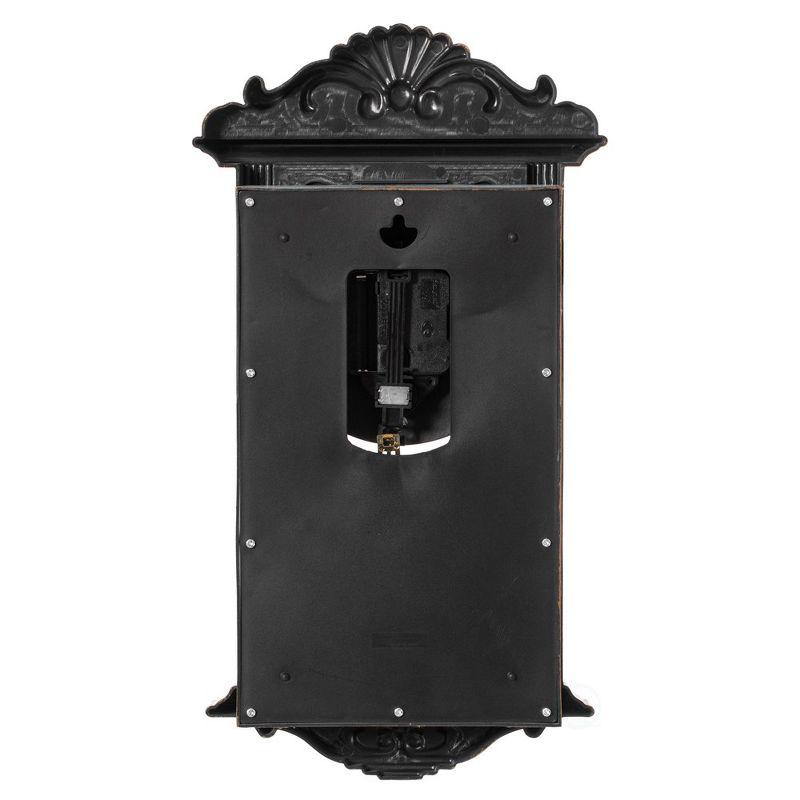 Clockswise Vintage Grandfather Wood-Looking Plastic Pendulum Decorative Battery-Operated Wall Clock, for Home Decor, Brown