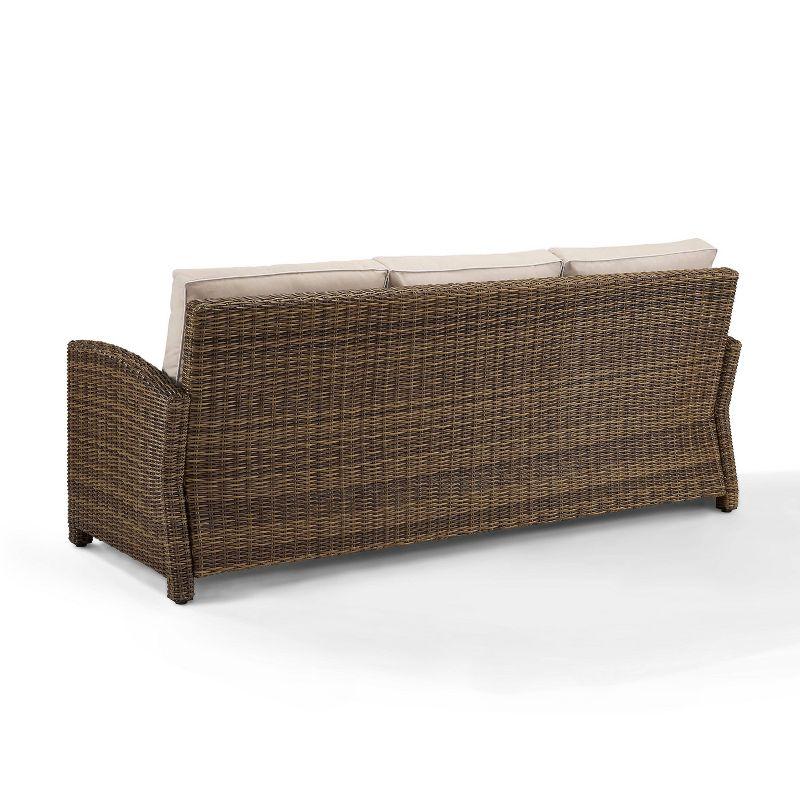 Bradenton Outdoor Wicker Sofa - Sand - Crosley: UV-Resistant Patio Furniture, 3-Seater with Foam Cushions