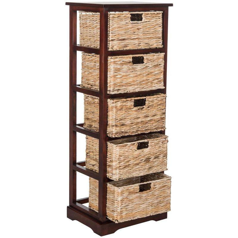 Vedette 5 Wicker Basket Storage Tower - AMH5739 - Cherry - Safavieh Couture