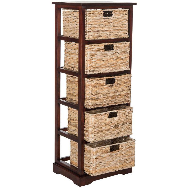 Vedette 5 Wicker Basket Storage Tower - Cherry - Safavieh.