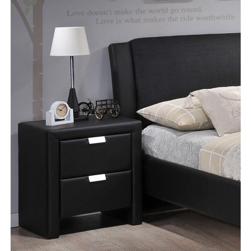 Baxton Studio Frey Upholstered Modern Nightstand Black: Faux Leather, Wood Frame, Bedside Table with Anti-Tip Hardware