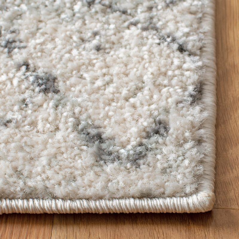 Ivory and Charcoal Hand-Knotted Synthetic Easy-Care Area Rug